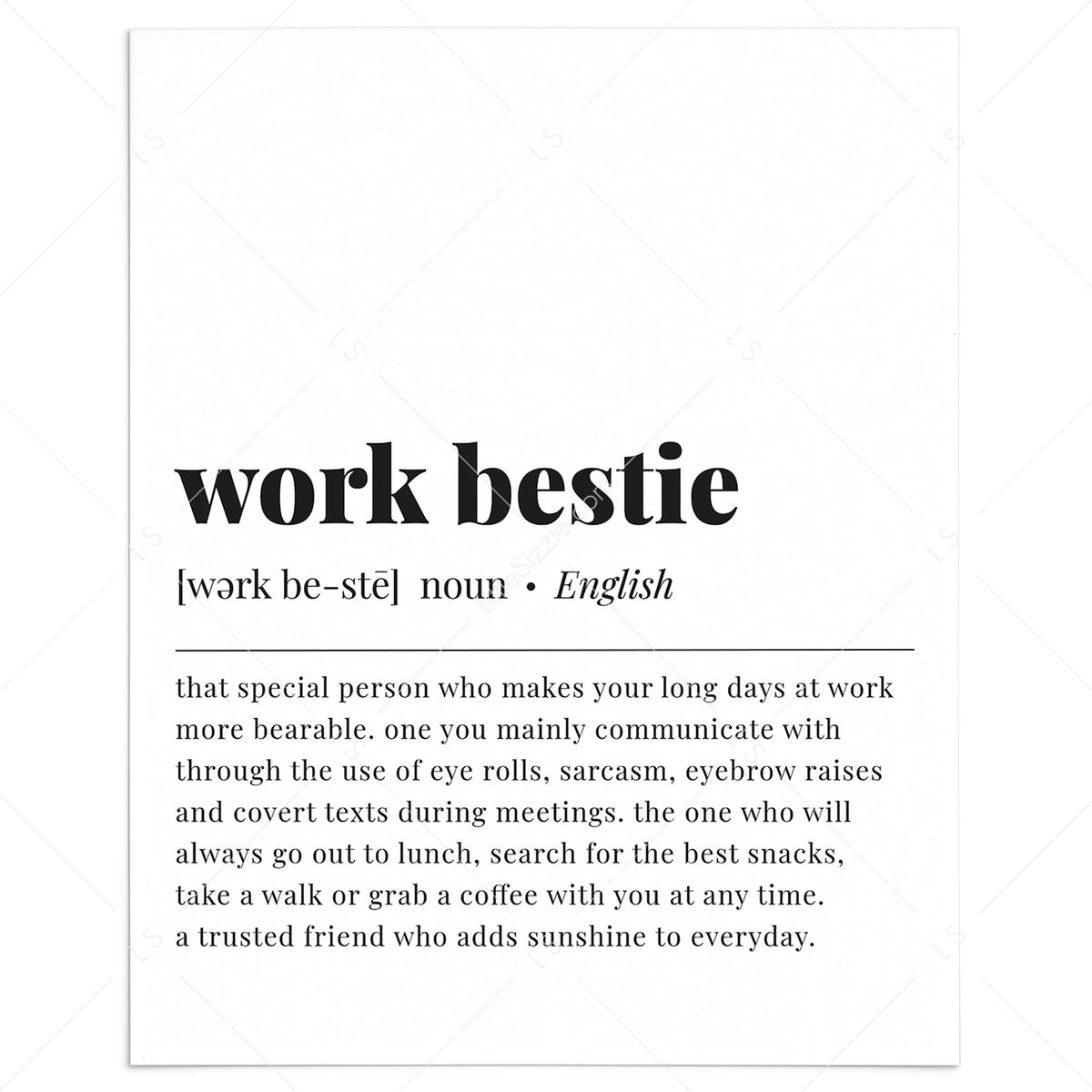 Work Bestie Definition Print Digital Download