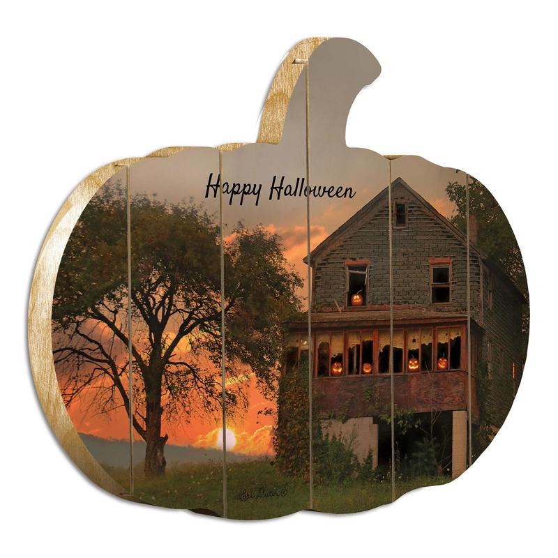 Wooden Pumpkin Halloween Wall Art Decor