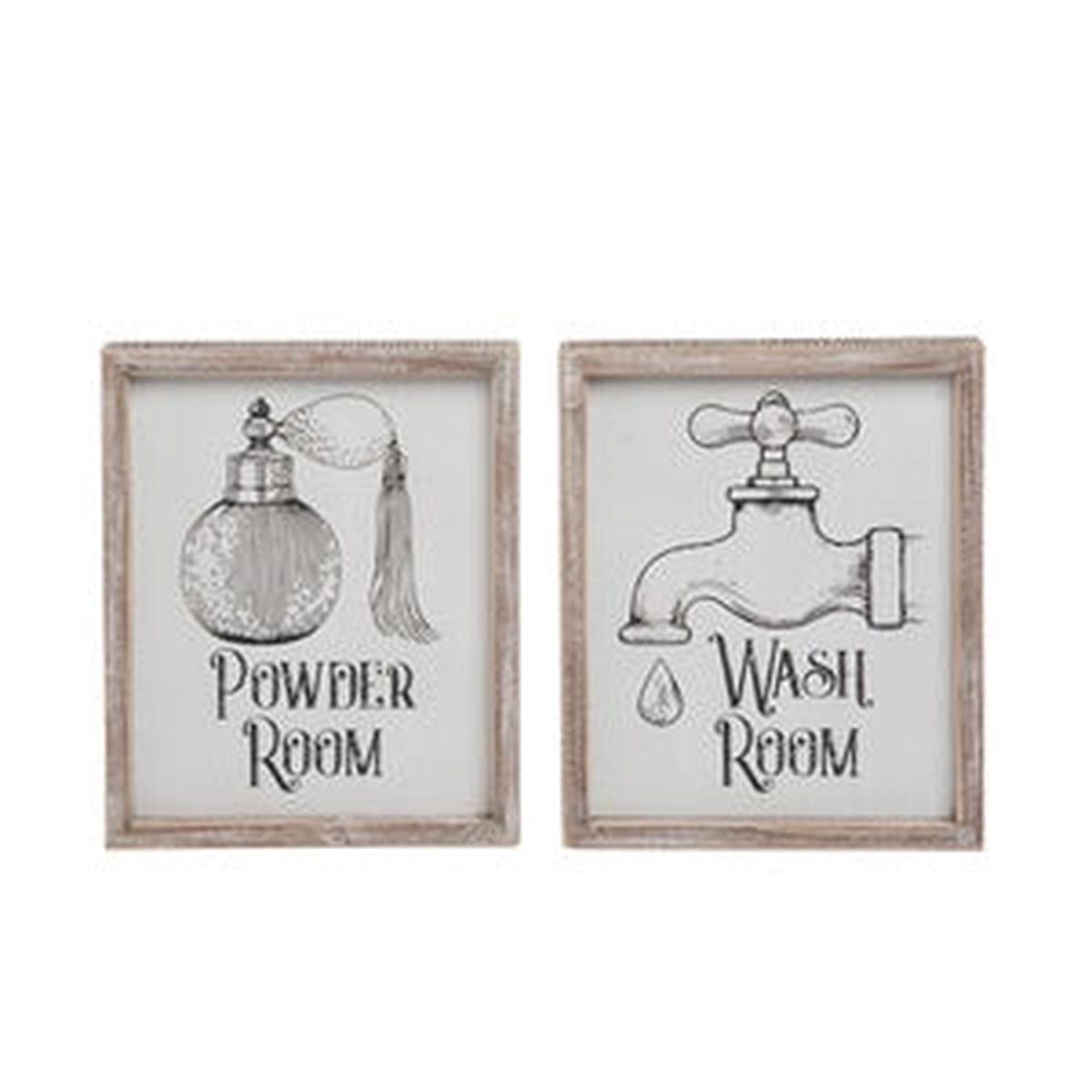 Wood Washroom Wall Decor 2 Asst