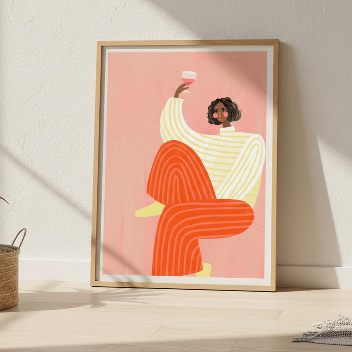 Woman with Glass of Wine by Bea Muller