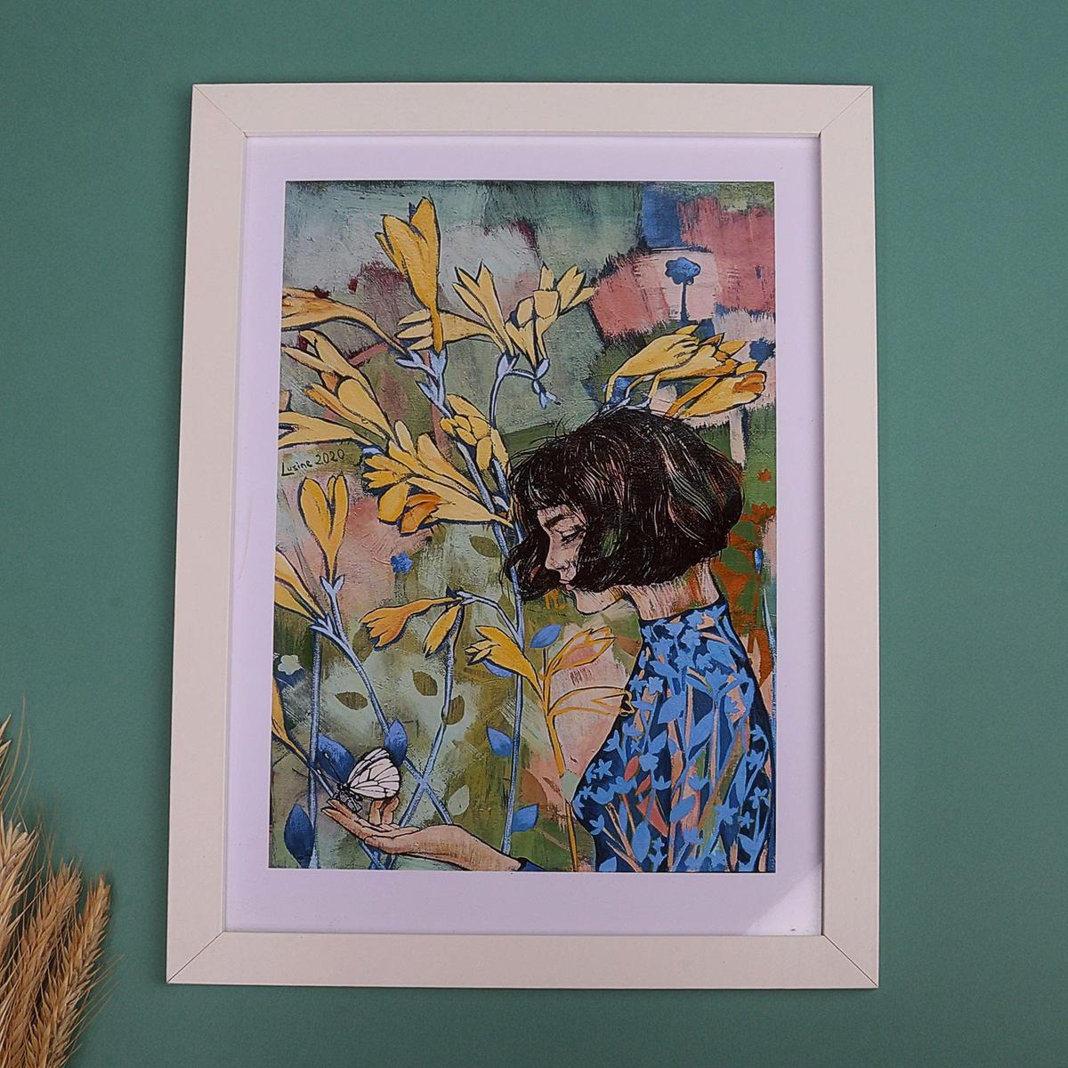 Woman in Nature Themed Gicle Art Print on Photo Paper - In my Thoughts