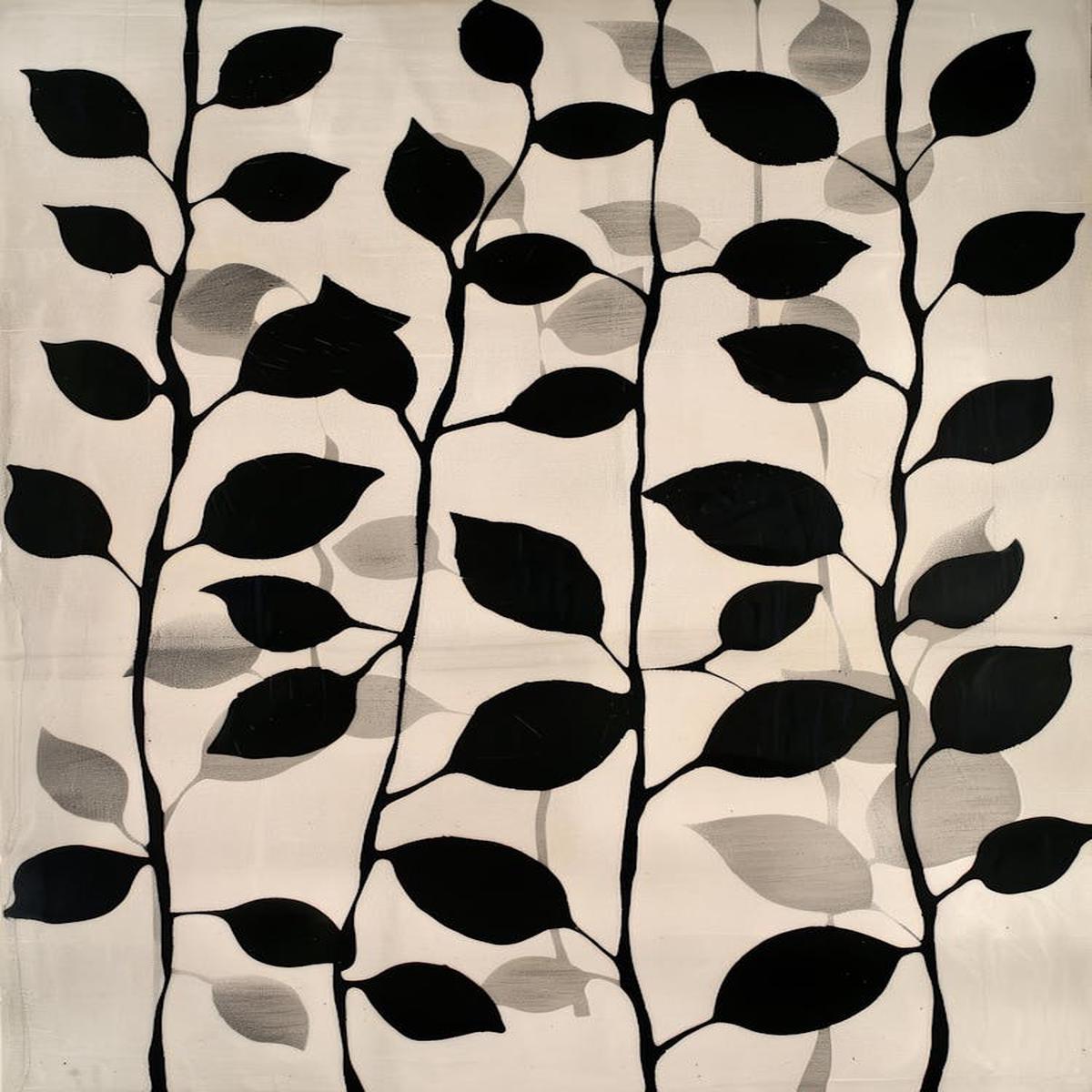 'Black And White Leaves' 1