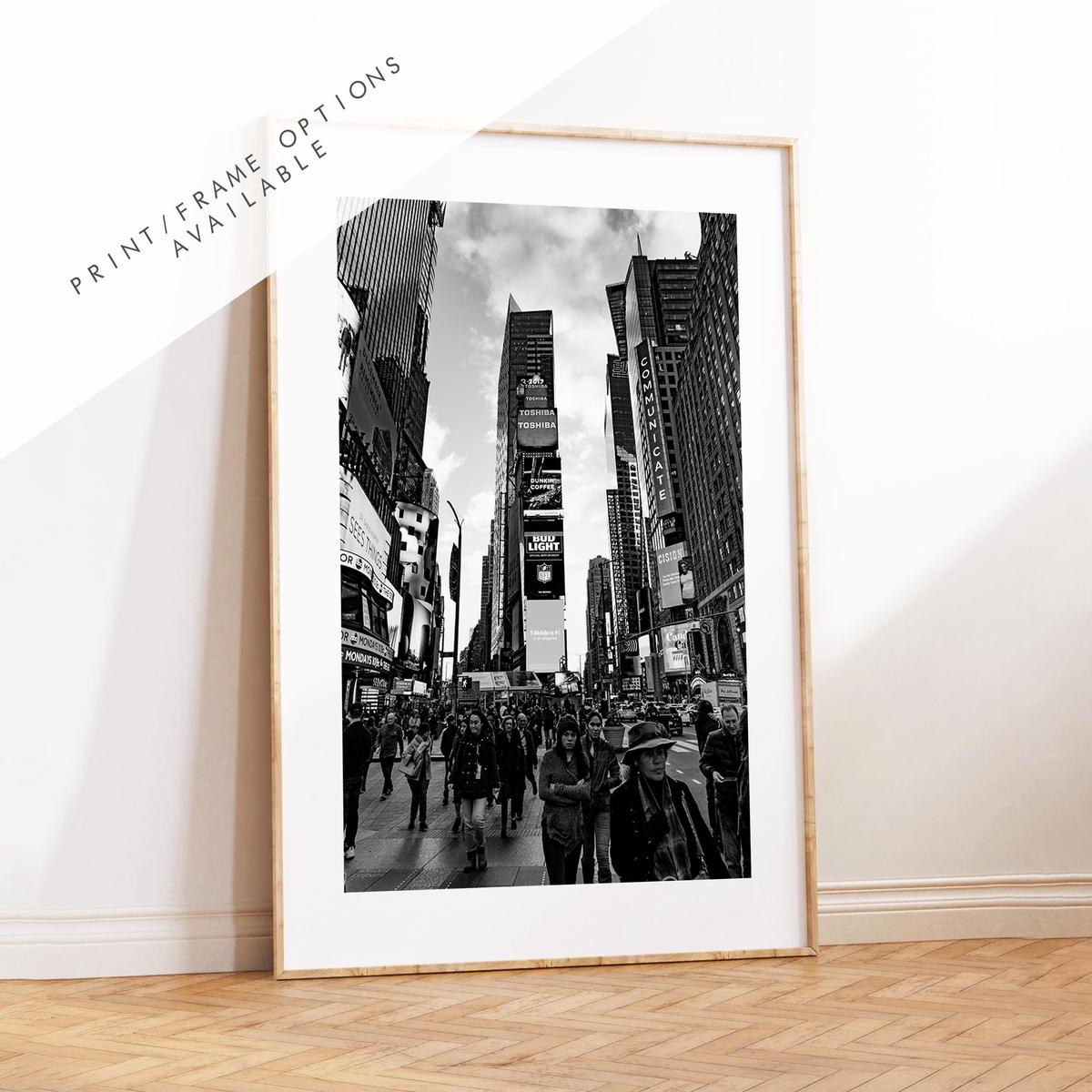 Time Square Black and White Minimalist Print  - Fine Art Photography Print - New York Photography - Manhattan - Vintage Style - Retro