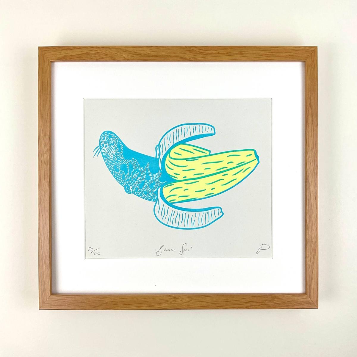 'Banana Seal' Riso Art Print
