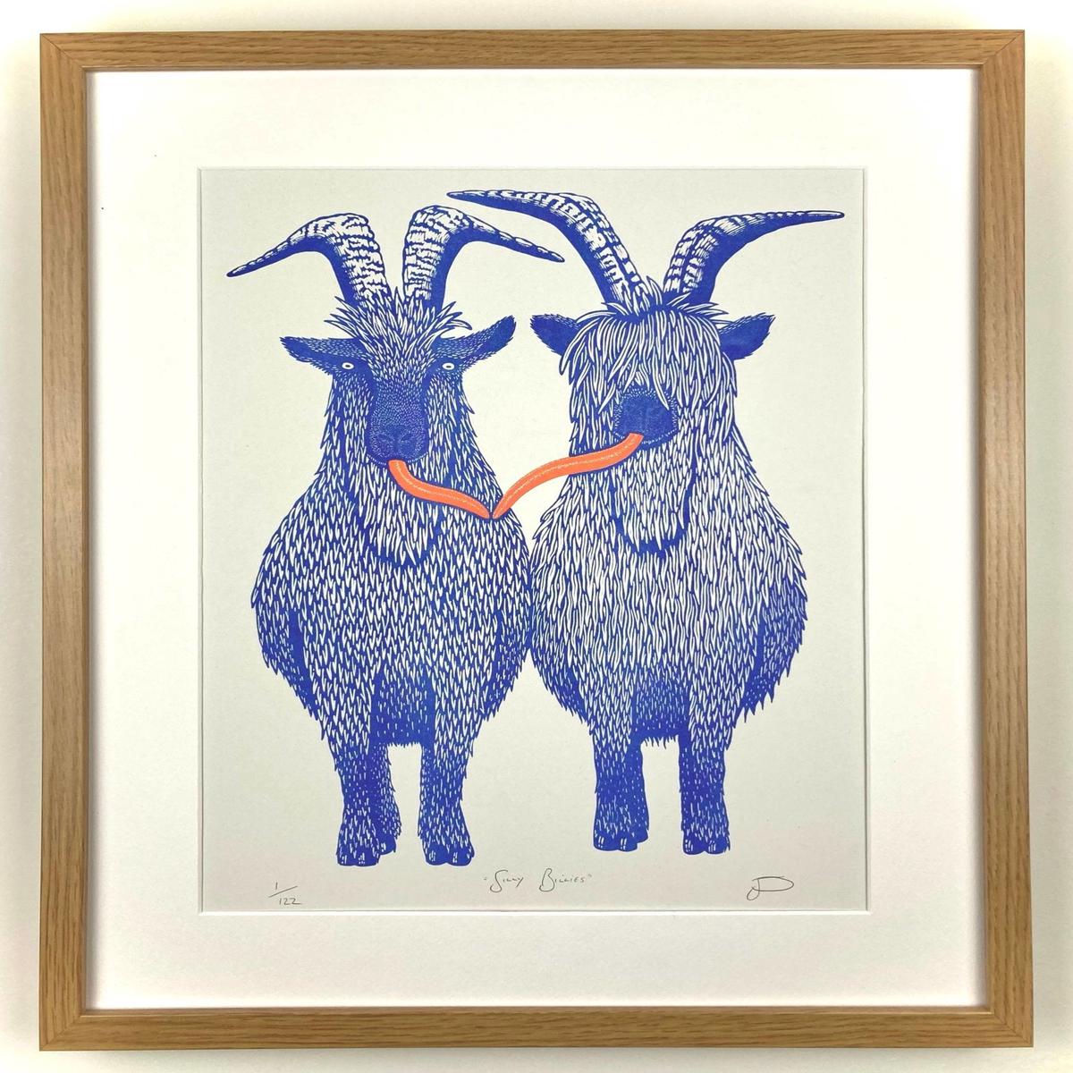 'Silly Billies' Goat Riso Art Print