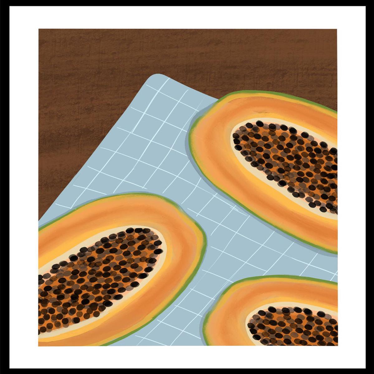 'Still Life with Papaya' Aesthetic Art Print
