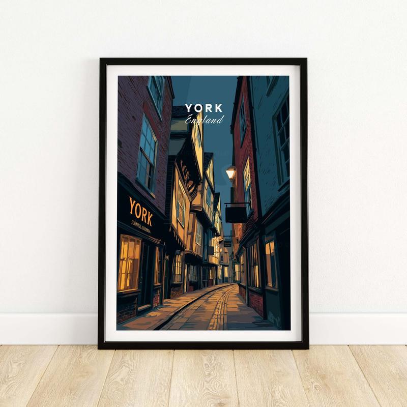 York England Shambles Print - Illuminated York Alleyway Wall Art