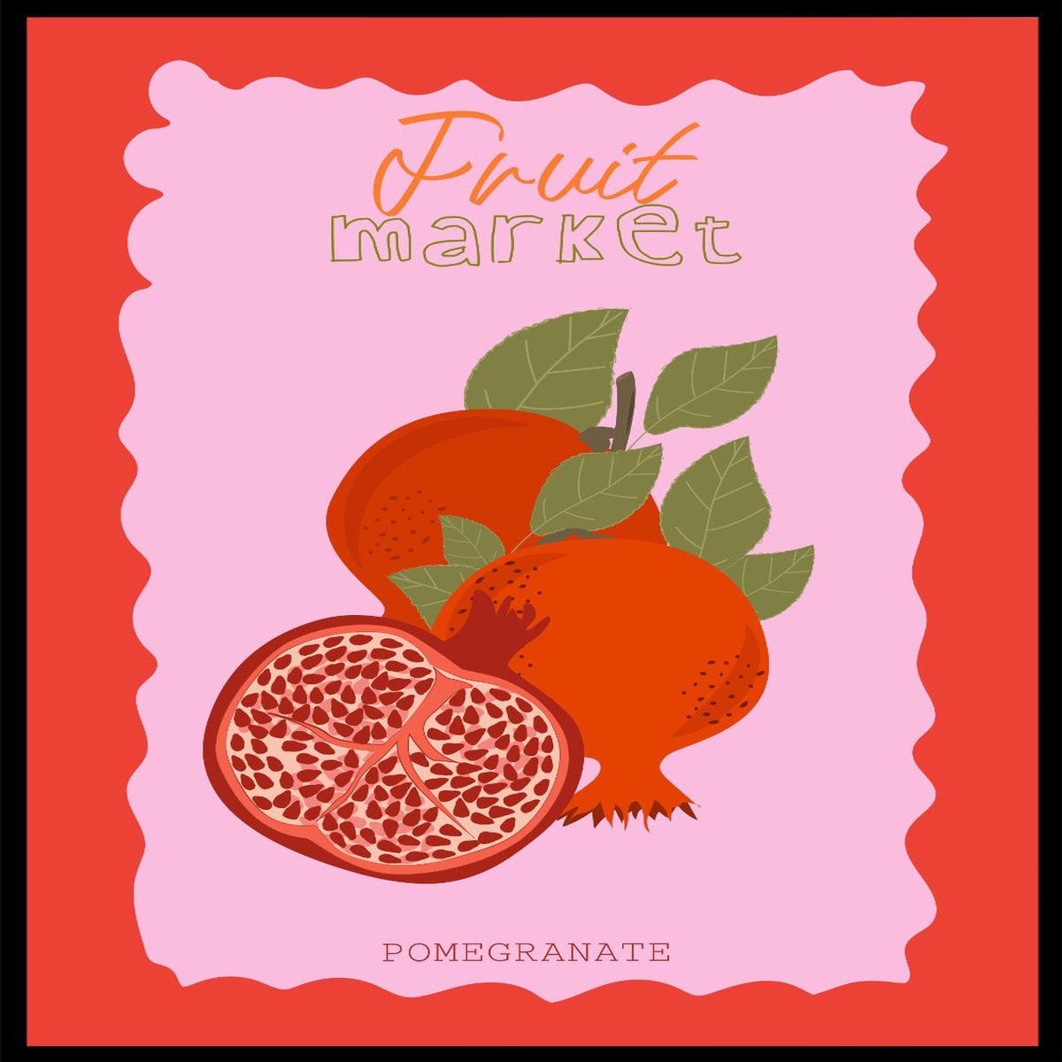 'Pomegranate Fruit Market' Aesthetic Art Print