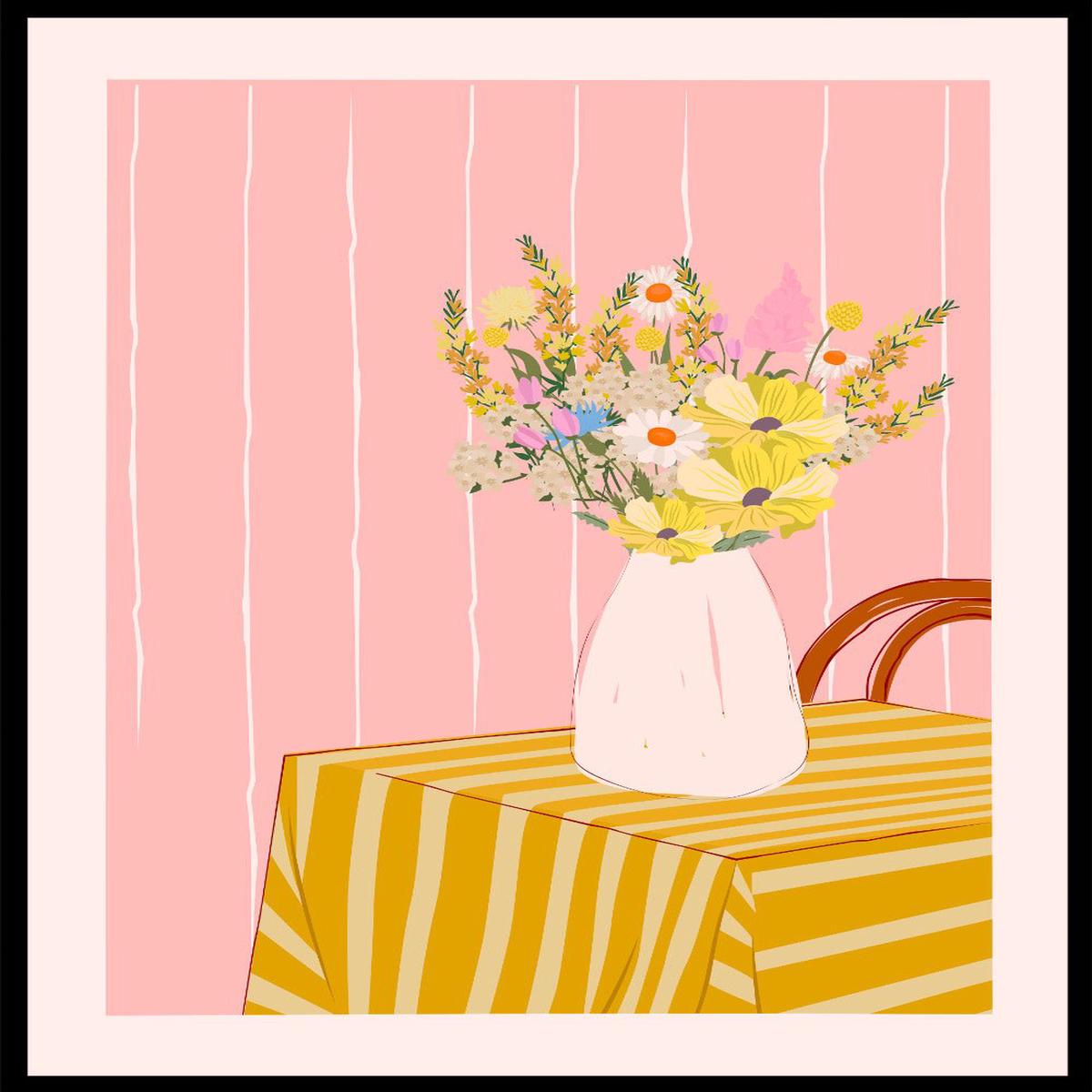 'Flower Vase on Table' Aesthetic Art Print