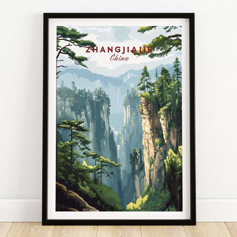 Zhangjiajie China Art Print | Misty Forest Canyon Poster