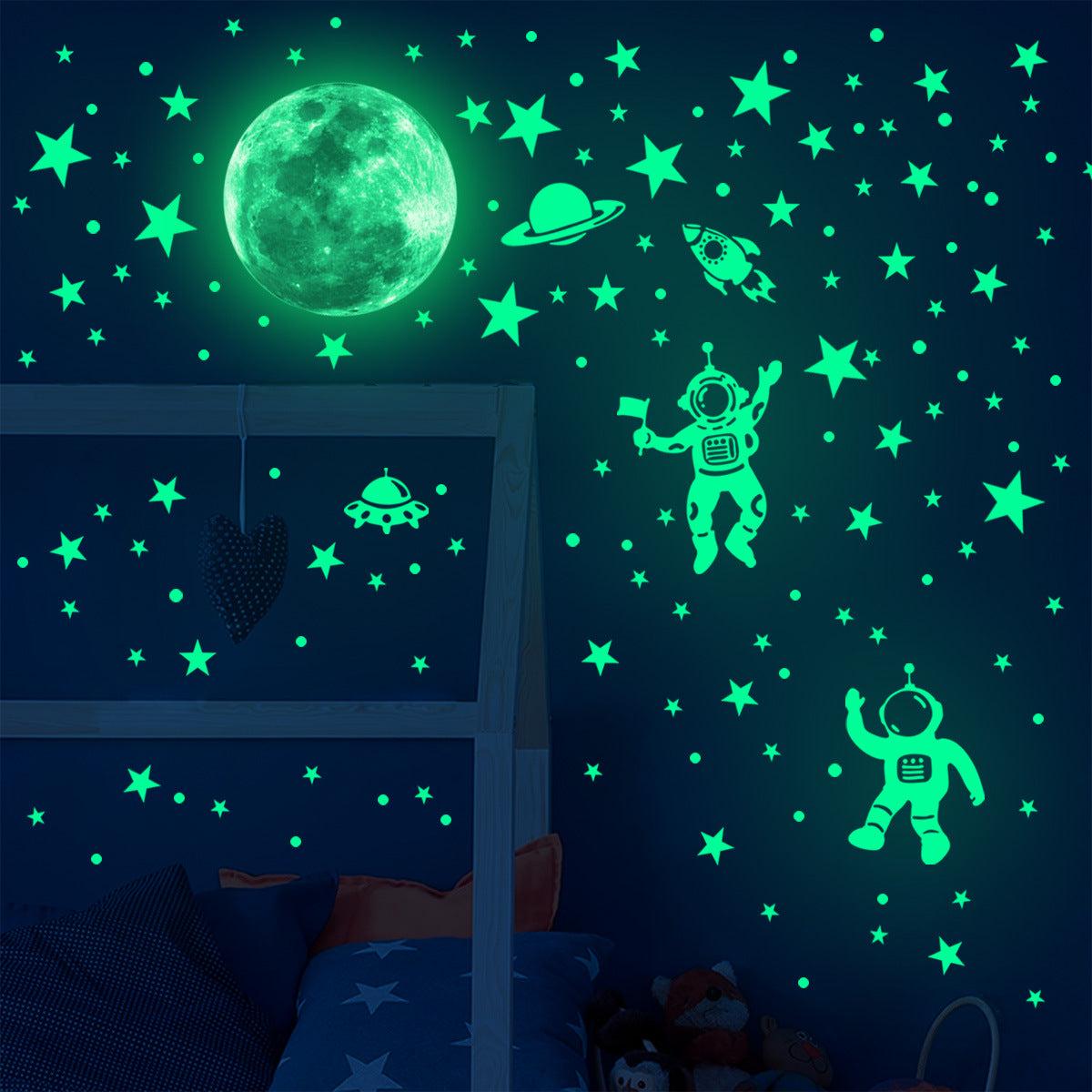 1m Glow Astronaut & Planet Wall Stickers  Space Decor